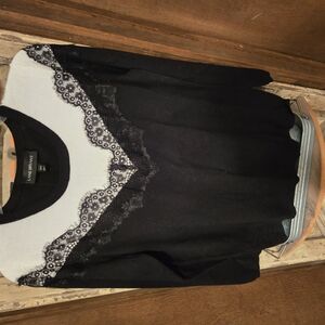 Lane Bryant Monochrome Lace Accent Top